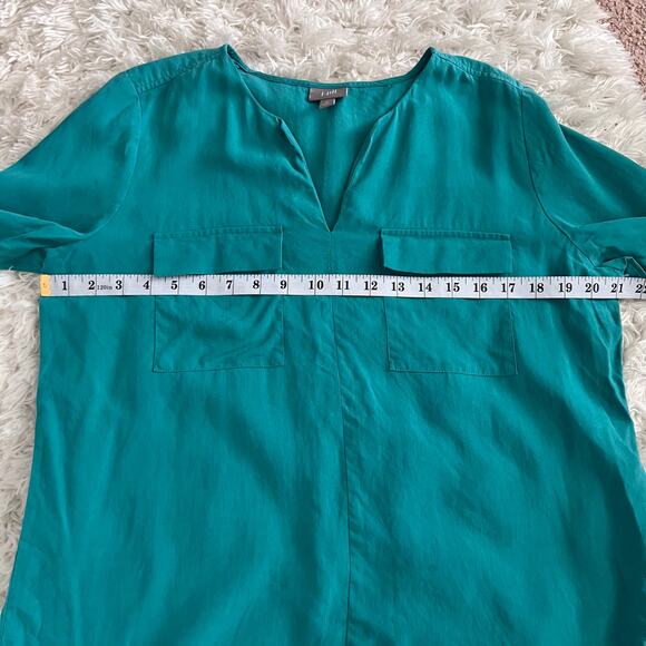 J.Jill Teal 100% Silk Blouse Size M - Picture 6 of 7